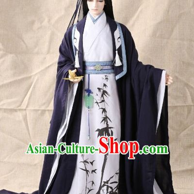 Ancient Chinese Emperor Prince Prime Minister Clothing and Hair Accessories Complete Set for Men
