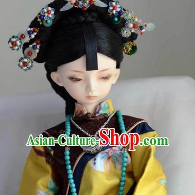 Ancient Chinese Female Princess Queen Empress Black Wigs and Hair Accessories