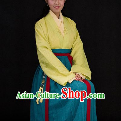 Chinese Style Dresses Kimono Dress Han Dynasty Empress Princess Queen Outfits and Headpieces Complete Set for Women