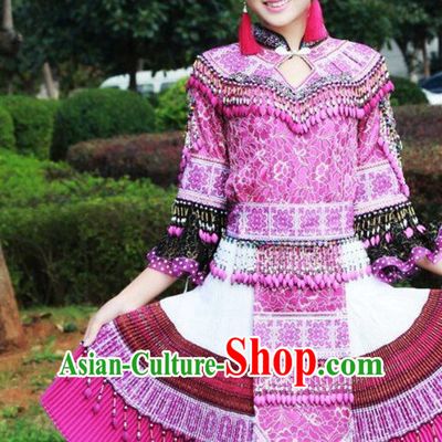 Chinese Traditional Miao Minority Princess Queen Empress Clothes and Hat Complete Set for Women