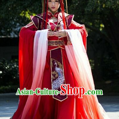 Chinese Ancient Empress Princess Queen Clothing and Headpieces Complete Set for Women Girls Adults Children