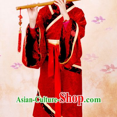 Chinese Ancient Han Dynasty Clothing and Headwear Complete Set for Girls Kids