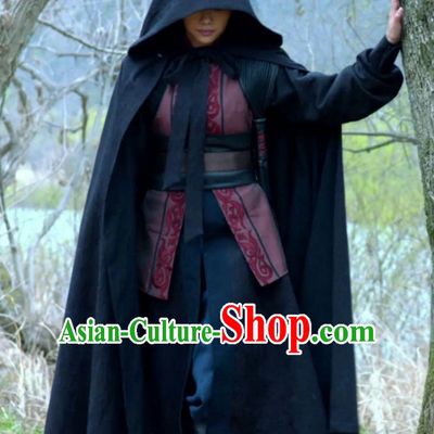 Black Chinese Ancient Swordsman Swordswoman Cape Mantle