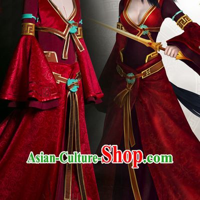 Chinese Ancient Guzhuang Swordswomen Cosplay Sexy Costumes Complete Set for Women