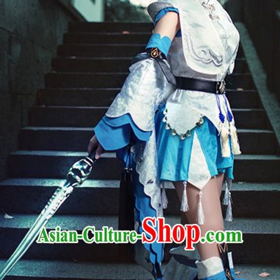 Ancient Chinese Swordsman Style Cosplay Costumes Clothes Complete Set for Women