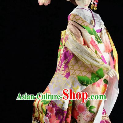 Japanese Traditional Princess Kimono Dress Complete Set for Women Girls Children Adults