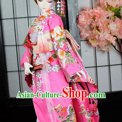 Japanese Traditional Princess Kimono Dress Complete Set for Women Girls Children Adults