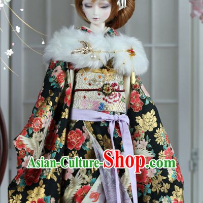 Japanese Traditional Princess Kimono Dress Complete Set for Women Girls Children Adults