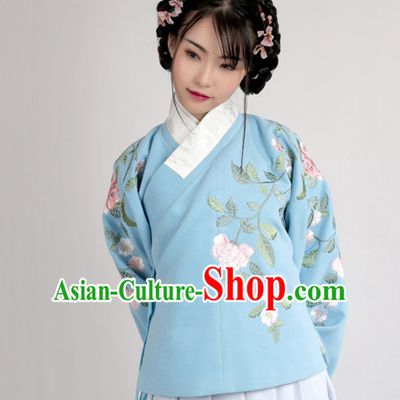 Chinese Ancient Ming Dynasty Hanfu Clothing and Hair Jewelry Complete Set for Women and Girls