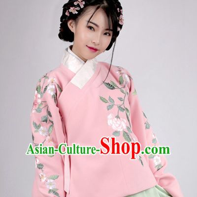 Chinese Ancient Ming Dynasty Hanfu Clothing and Hair Jewelry Complete Set for Women and Girls