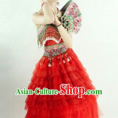 Chinese Traditional Miao Minority Princess Queen Empress Clothes and Headwear Complete Set for Women