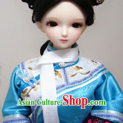 Qing Dynasty Chinese Black Long Hair Wigs and Headpieces for Women