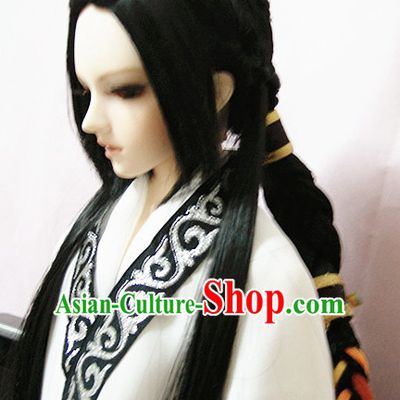 Ancient Chinese Style Black Hair Wigs and Accessories for Men