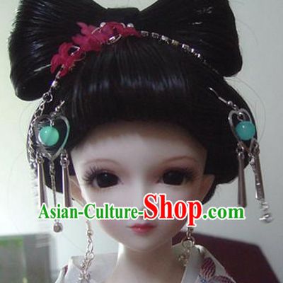 Ancient Chinese Style Princess Black Hair Wigs and Accessories for Women Girls Adults Kids
