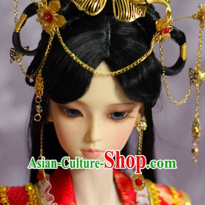Ancient Chinese Style Princess Black Hair Wigs and Accessories for Women Girls Adults Kids