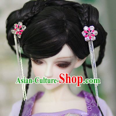 Ancient Chinese Style Princess Black Hair Wigs and Accessories for Women Girls Adults Kids