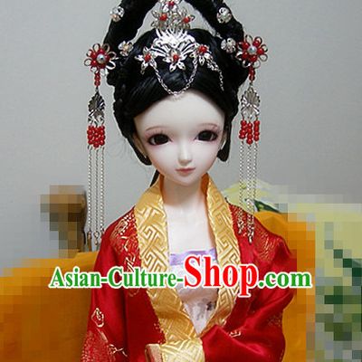 Ancient Chinese Style Princess Black Hair Wigs and Accessories for Women Girls Adults Kids