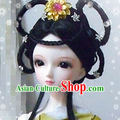 Ancient Chinese Style Princess Empress Long Black Wigs and Accessories for Women Girls Adults Children