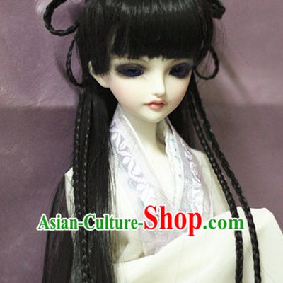 Ancient Chinese Style Prince Empress Long Black Wigs for Women Girls Adults Children