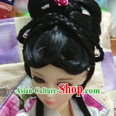 Ancient Chinese Style Prince Empress Long Black Wigs for Women Girls Adults Children