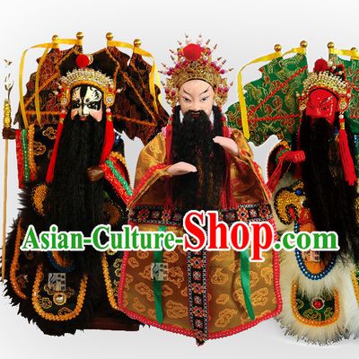 Traditional Chinese Ancient Handmade Liu Bei Zhang Fei Guan Yu Glove Puppets Hand Marionette Puppet Hand Puppets 3 Sets
