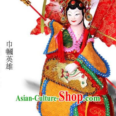 Traditional Chinese Handmade Mu Guiying Heroine Glove Puppet String Puppet Hand Puppets Hand Marionette Puppet Arts Collectibles