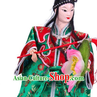 Traditional Chinese Handmade He Xiangu Immortal Glove Puppet String Puppet Hand Puppets Hand Marionette Puppet Arts