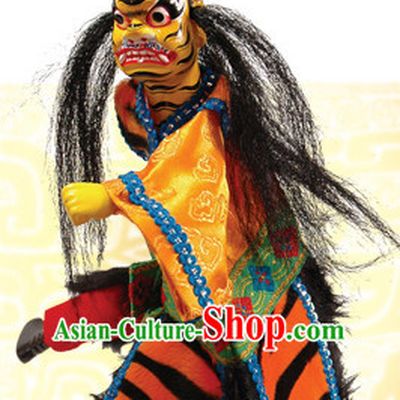 Traditional Chinese Handmade Yellow Tiger Immortal Hand Puppets Hand Marionette Puppet