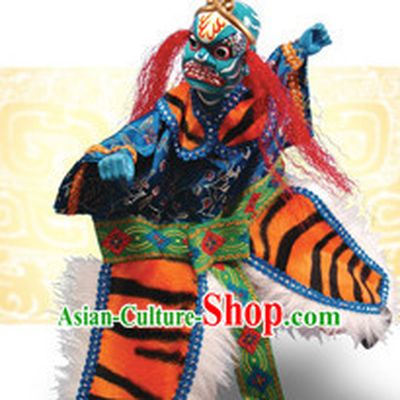 Traditional Chinese Handmade Green Lion Monster Hand Puppets Hand Marionette Puppet