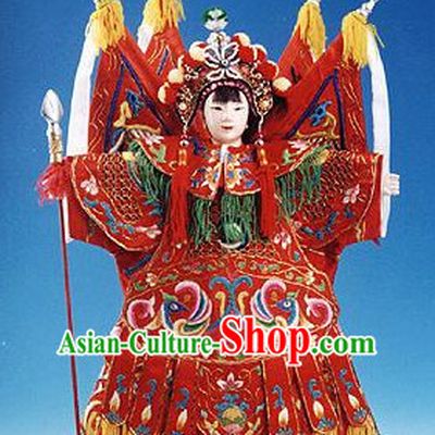 Traditional Chinese Handmade and Embroidered Superheroine Mu Guiying Glove Puppet String Puppet Hand Puppets Hand Marionette Puppet Arts Collectibles