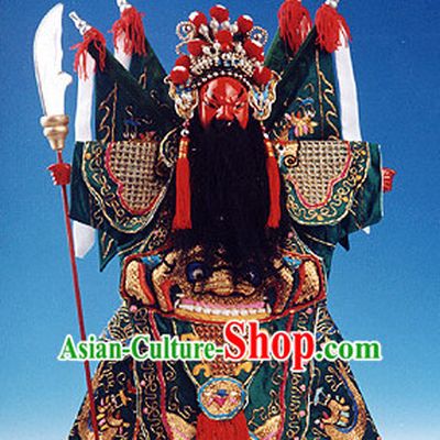 Traditional Chinese Handmade and Embroidered Superhero General Guan Gong Glove Puppet String Puppet Hand Puppets Hand Marionette Puppet Arts Collectibles