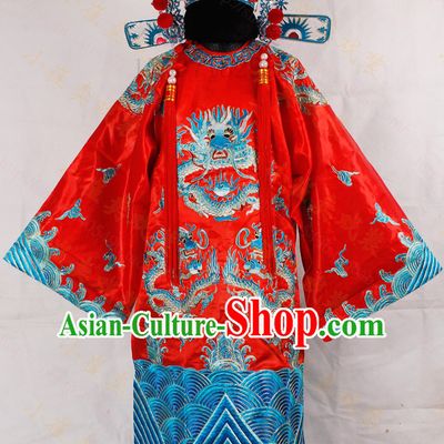 Chinese Classical Cai Shen Ye Embroidered Dragon Robe Costumes