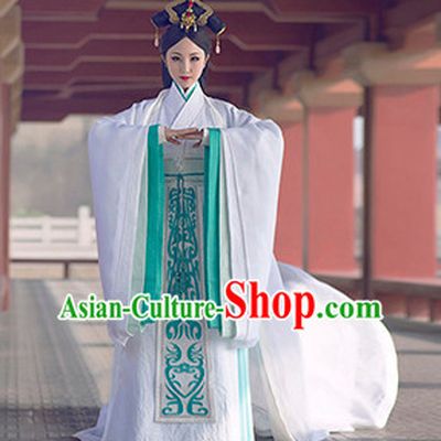 Ancient Chinese Empress Queen Princess Hanfu Clothes and Hair Accessories Complete Set
