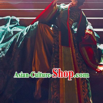 Ancient Chinese Empress Queen Princess Hanfu Clothes and Hair Accessories Complete Set