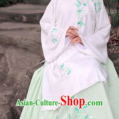 Ancient Chinese Poet Hanfu Garment Clothes and Hair Accessories Complete Set