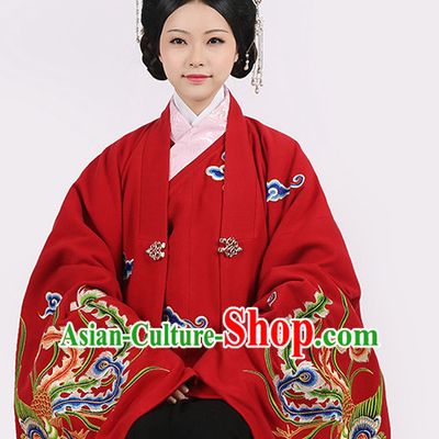 Ancient Chinese Han Dynasty Embroidered Phoenix Wedding Dresses Complete Set for Men or Women