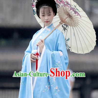 Ancient Chinese Han Dynasty Beauty Hanfu Garment Suits and Hair Accessories Complete Set