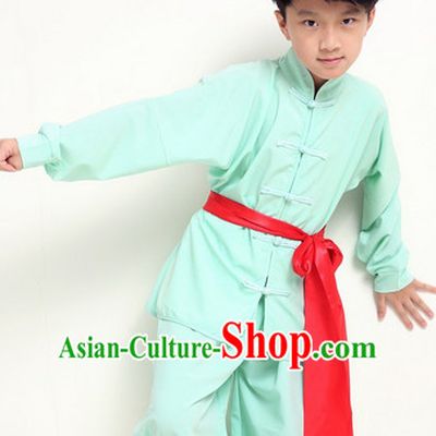 Chinese Traditional Kung Fu Costume Wing Chun Apparel Taiji Uniform for Kids Girls Boys