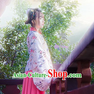Ancient Chinese Han Fu Suits Top and Bottom Clothing Complete Set for Women or Girls