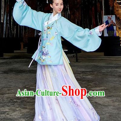 Ancient Chinese Ming Dynasty Clothing and Headpieces Complete Set for Women or Girls