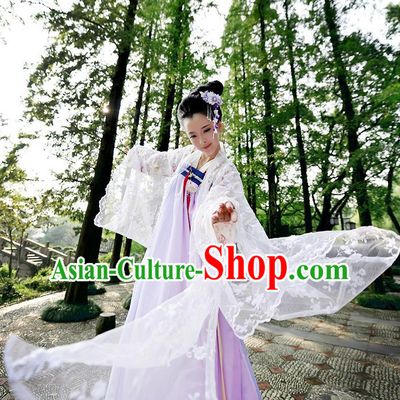 Ancient Chinese Tang Dynasty Clothing and Headpieces Complete Set for Women or Girls