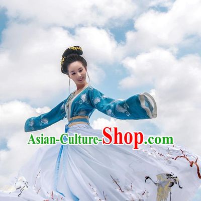 Ancient Chinese Han Dynasty Clothing and Headpieces Complete Set for Women or Girls