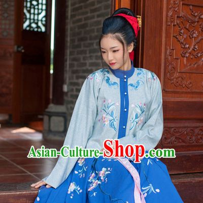 Ancient Chinese Ming Dynasty Princess Clothes Top and Bottom Clothing Complete Set for Women or Girls