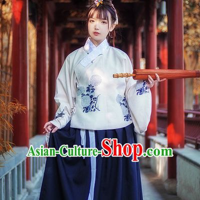 Ancient Chinese Ming Dynasty Princess Clothes Top and Bottom Clothing Complete Set for Women or Girls