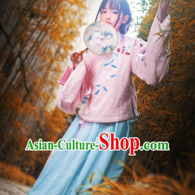 Ancient Chinese Ming Dynasty Princess Clothes Top and Bottom Clothing Complete Set for Women or Girls