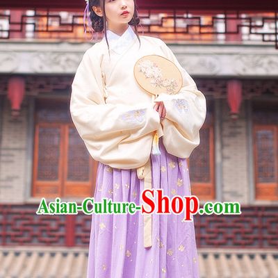 Ancient Chinese Ming Dynasty Princess Clothes Top and Bottom Clothing Complete Set for Women or Girls