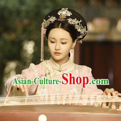 Ancient Chinese Qing Dynasty Handmade Zhen Shuang Princess Empress Queen Style Hair Jewelry