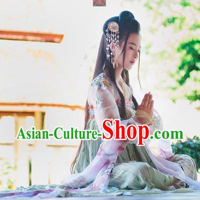 Ancient Chinese Tang Dynasty Princess Empress Queen Embroidered Clothing and Headpieces Complete Set for Women or Girls
