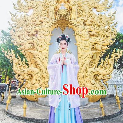 Ancient Chinese Tang Dynasty Princess Empress Queen Embroidered Clothing and Headpieces Complete Set for Women or Girls