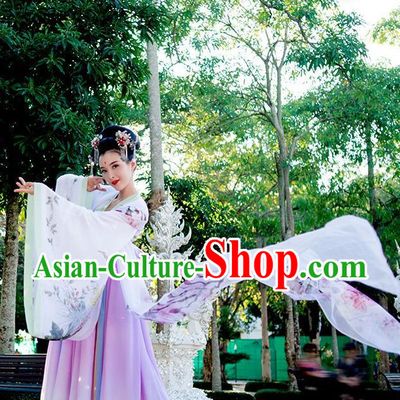 Ancient Chinese Tang Dynasty Princess Empress Queen Embroidered Clothing and Headpieces Complete Set for Women or Girls